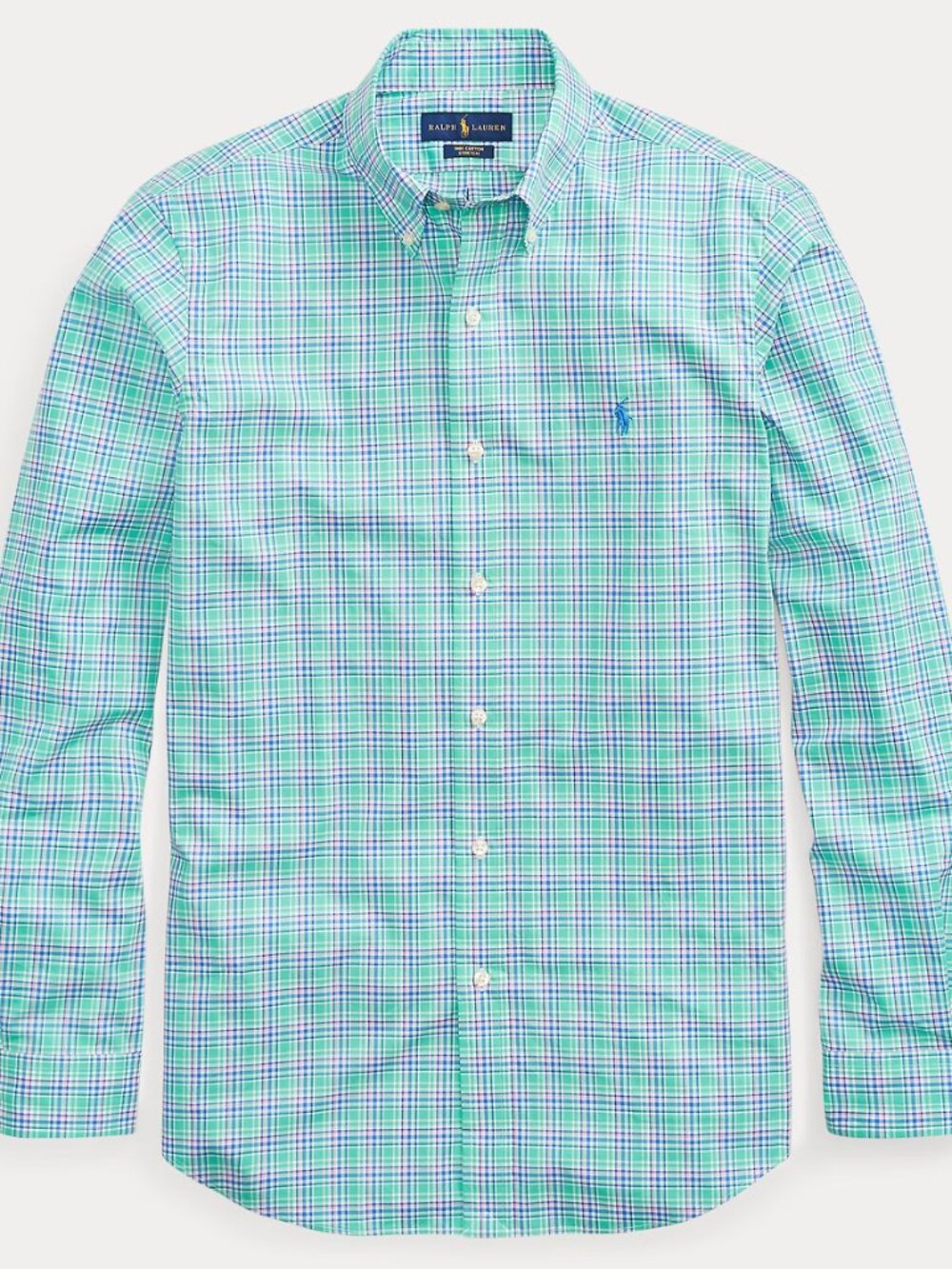 Ralph Lauren Men's | Classic Fit Plaid Poplin Button Down Shirt Seagreen Large
